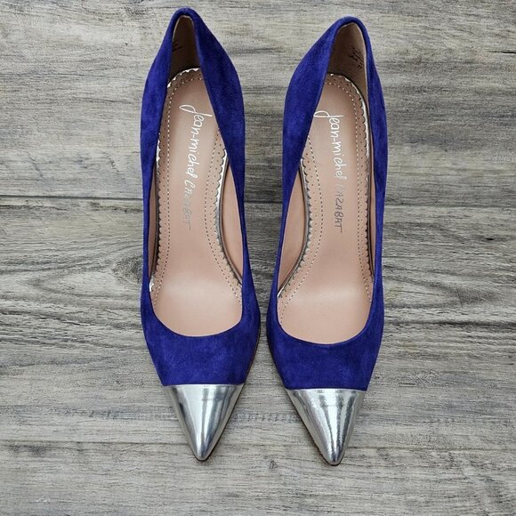 JEAN-MICHEL Eris CAZABAT Suede Metallic Pointed-Toe Pumps - Picture 10 of 12